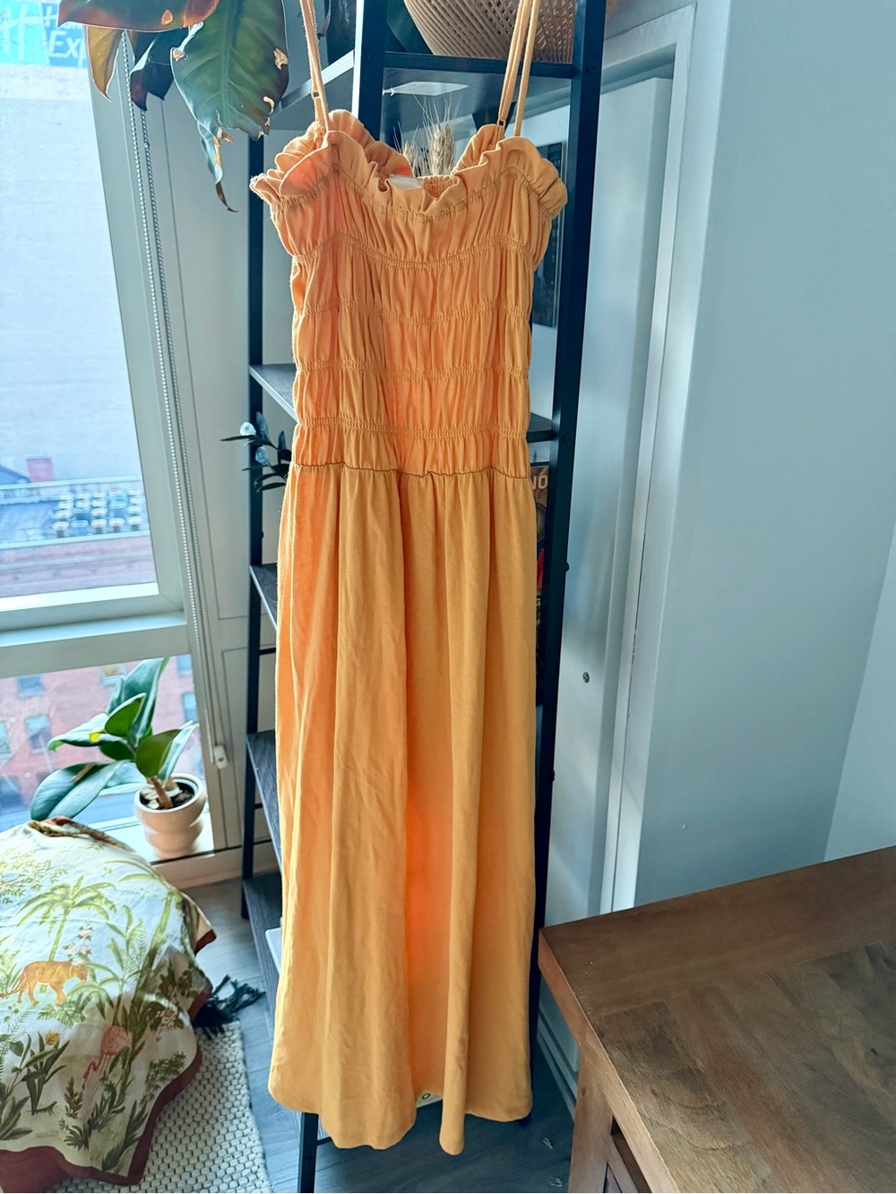 H&M Orange Smocked Sundress with Ruffle Detail